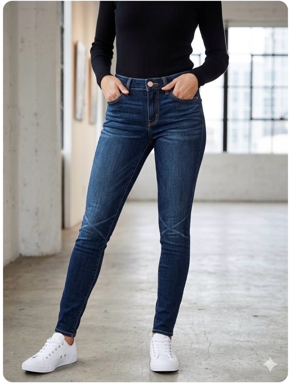 American Eagle Outfitters Women’s Dark Indigo Skinny Stretch Jeans